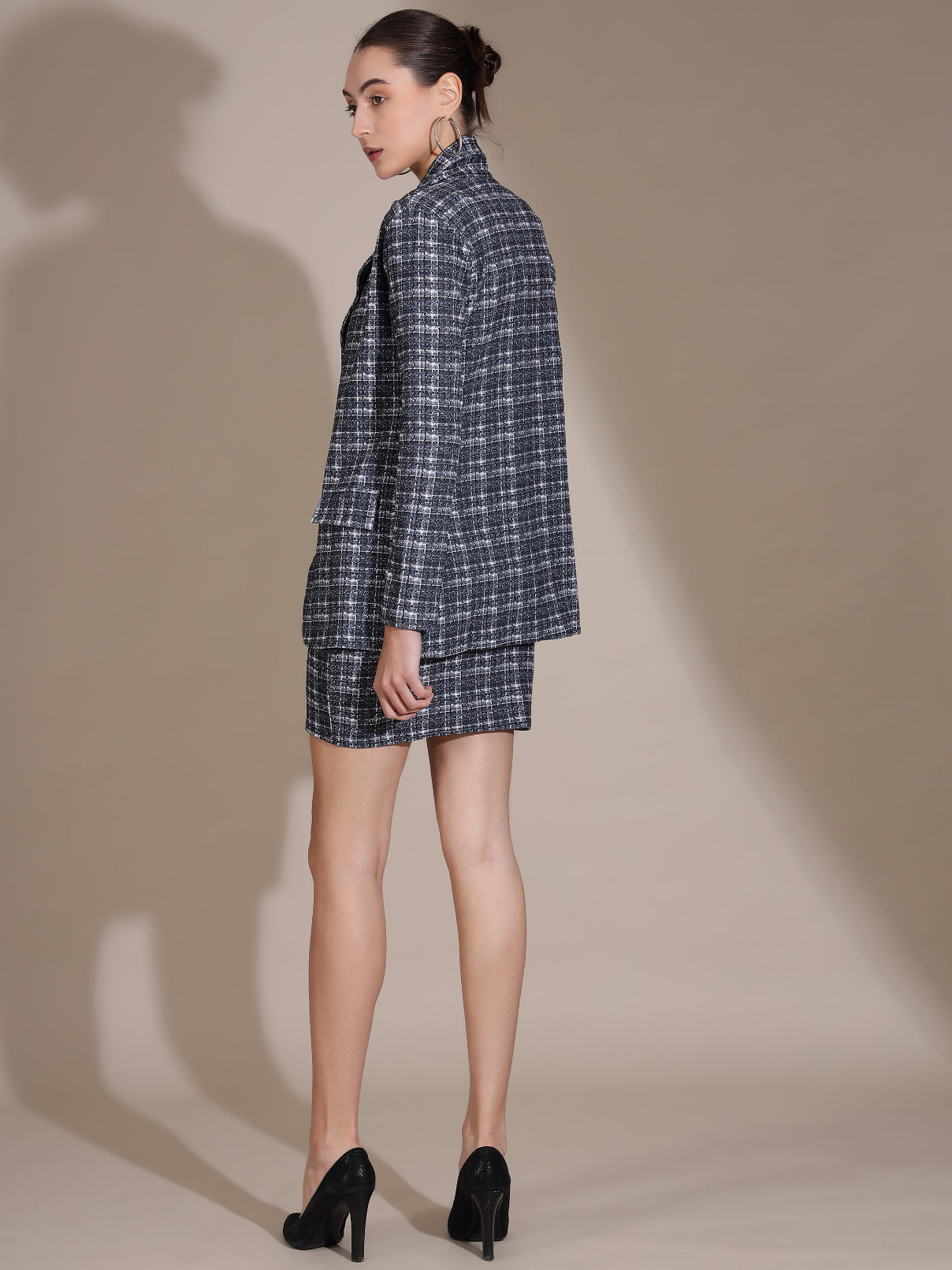 Women’s Black & White Co-ord Set – Blazer,Top & Skirt