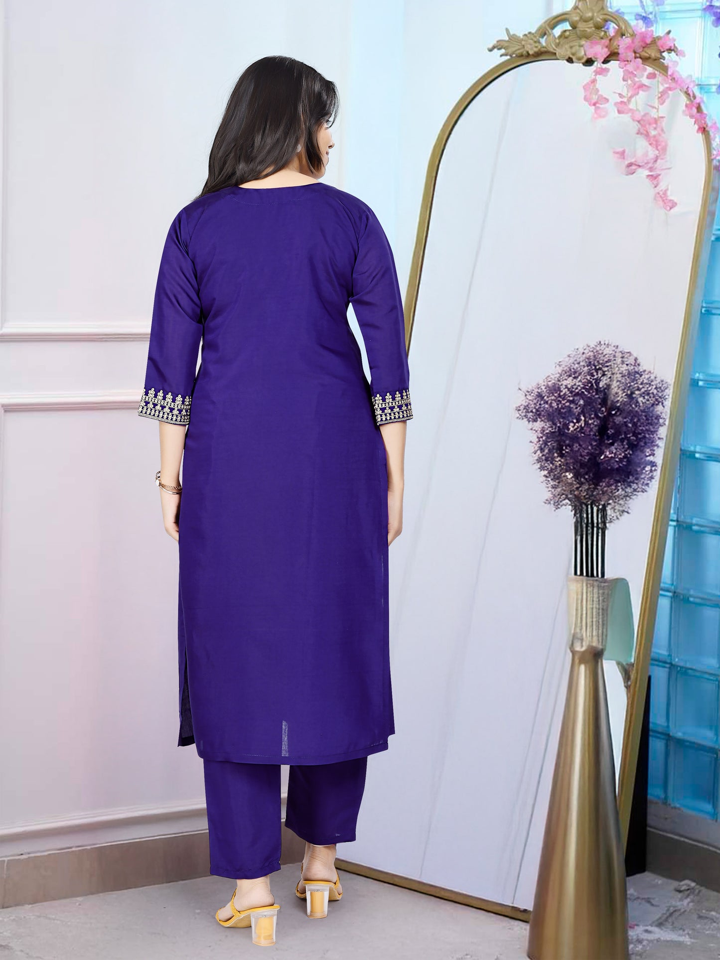 Women Embroidered Regular Kurta With Trousers & With Dupatta
