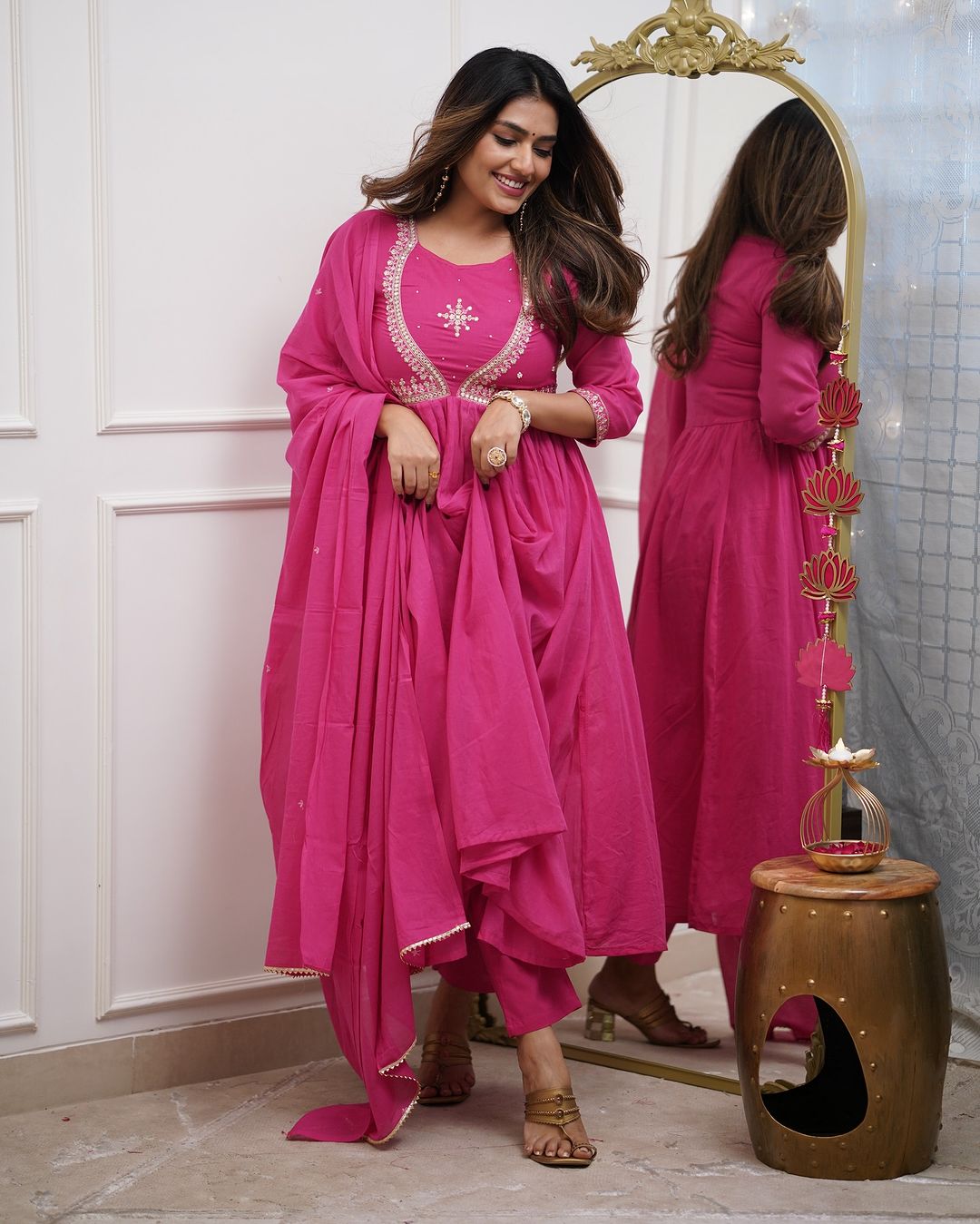 Stylish Embroidered Kurta With Pant & Dupatta