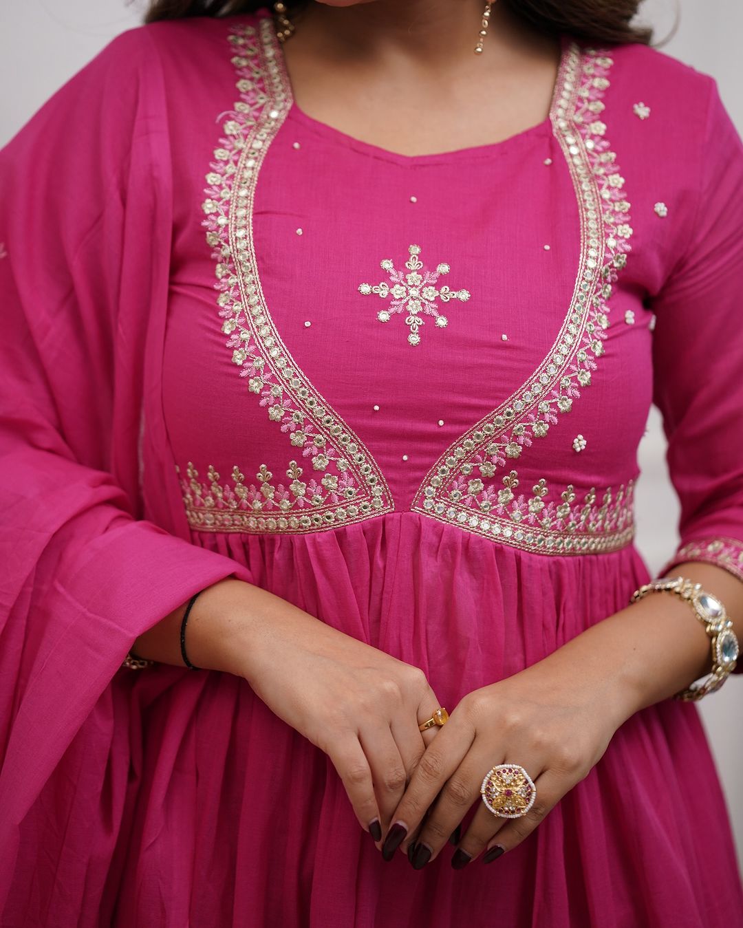 Stylish Embroidered Kurta With Pant & Dupatta