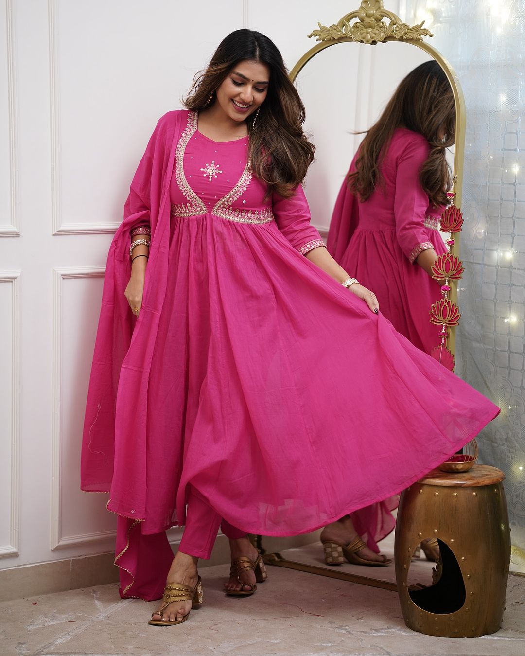 Stylish Embroidered Kurta With Pant & Dupatta