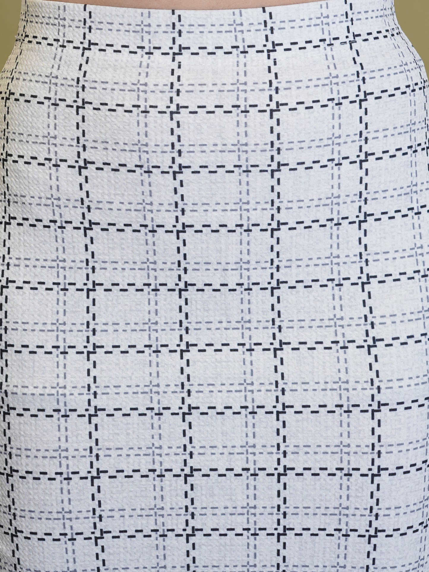 White Checked Co-ord Set for Women -Blazer,Top & Skirt Combo - Western Look