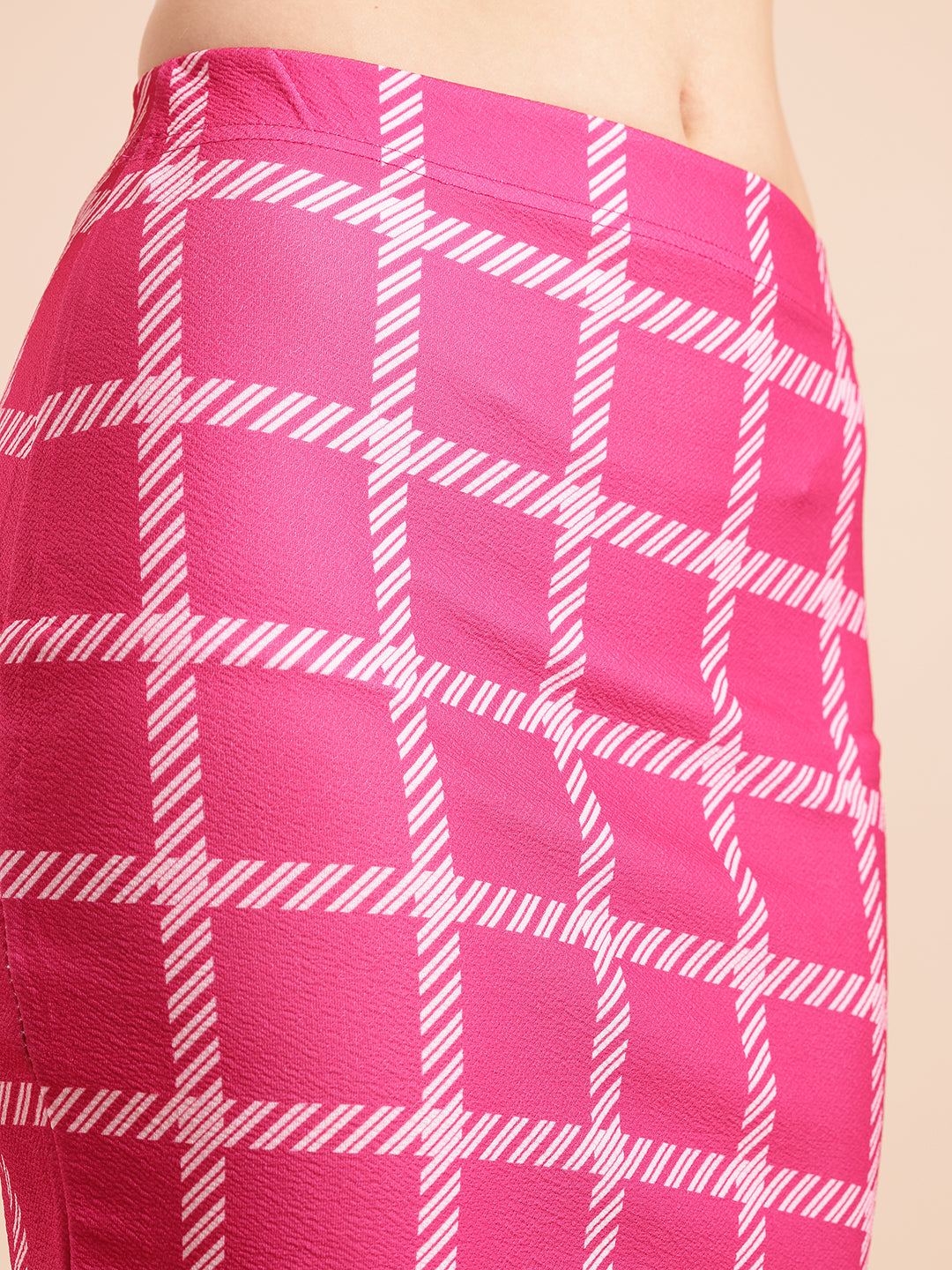 Women’s Pink Checked Co-ord Set – Crop Shirt & Mini Skirt