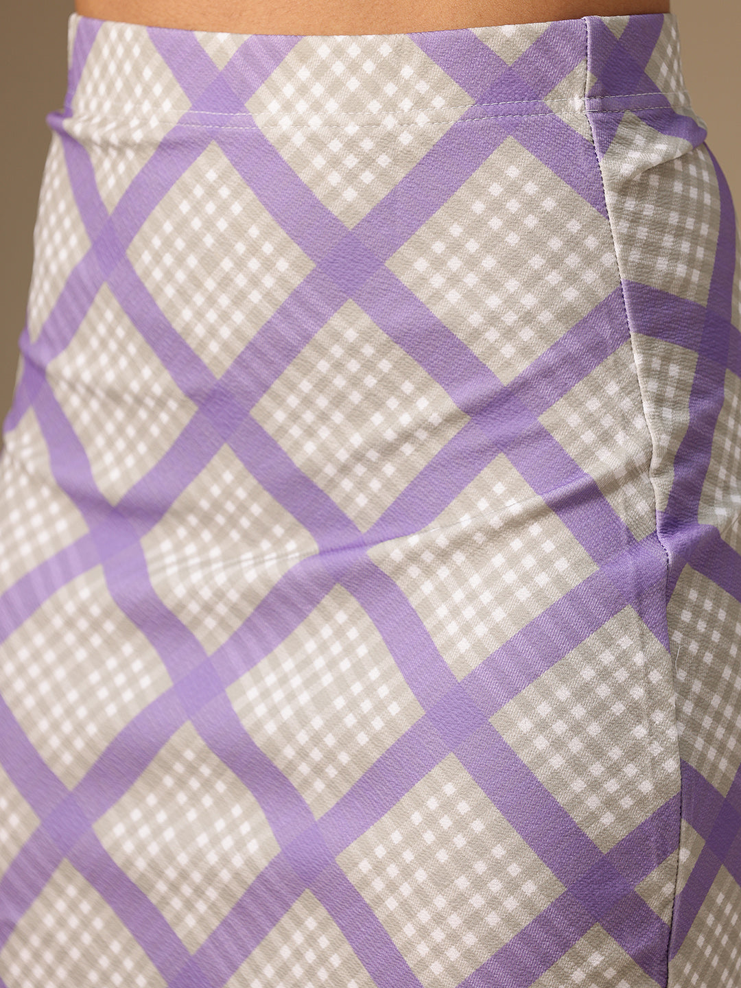 Women’s Purple Checkered Co-ord Set – Blazer Style Dress
