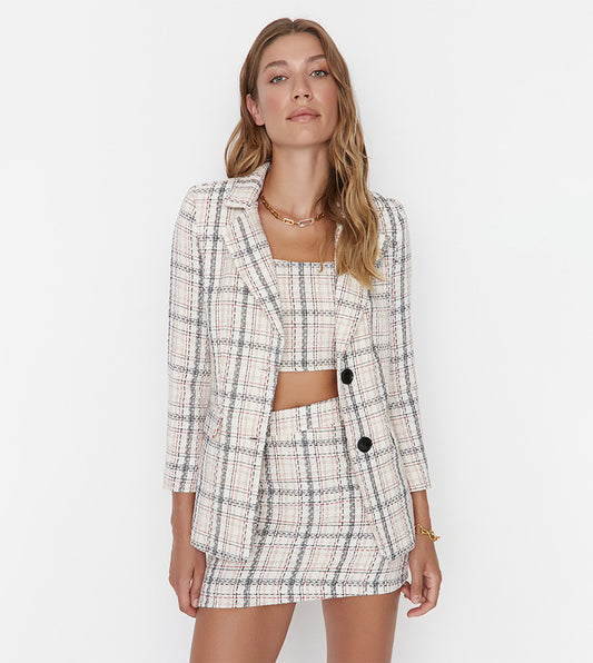 Women’s 3-Piece Co-ord Set – Blazer, Crop Top & Skirt -Western Look