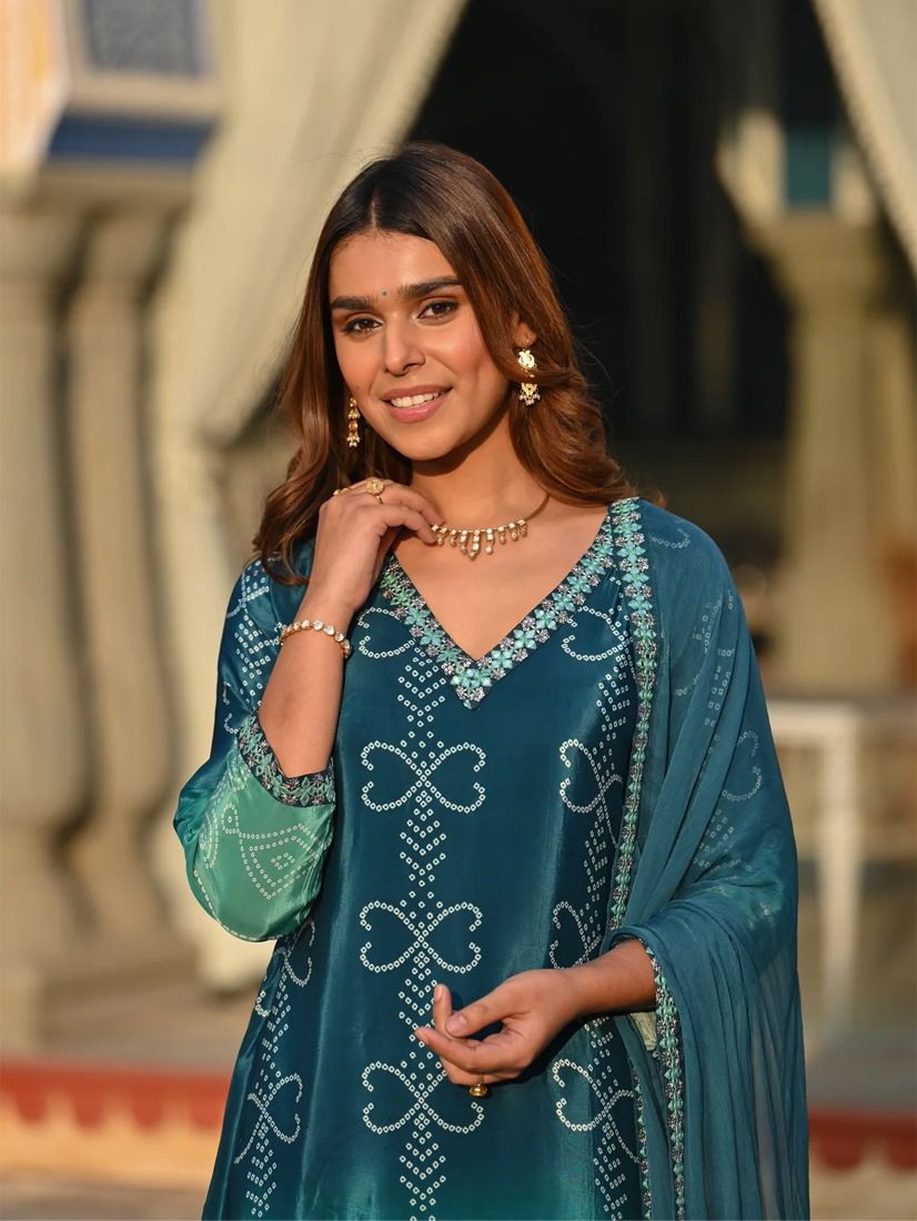 Stylish Printed Kurta With Pant & Dupatta