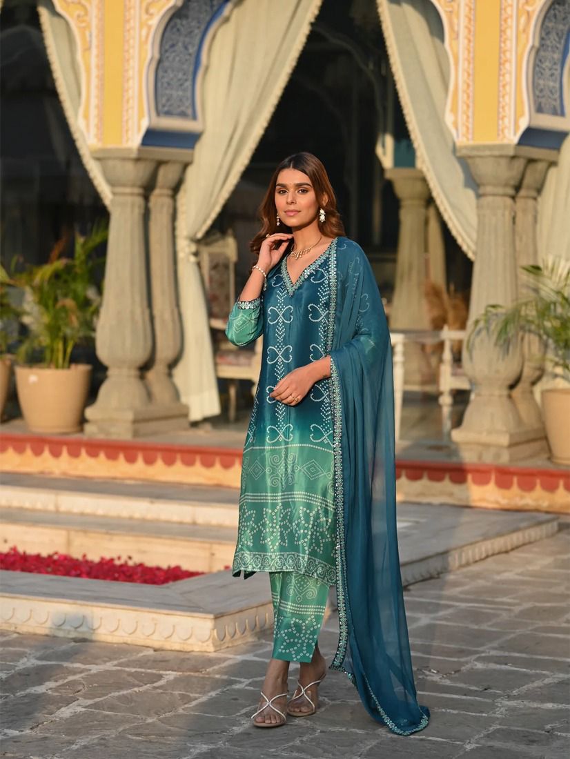 Stylish Printed Kurta With Pant & Dupatta